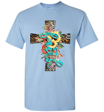 Leopard face cross tee shirt top graphic t-shirt