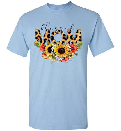 Blessed Mom Leopard Sunflowers Mother's Day Tee Shirt Top T-Shirt