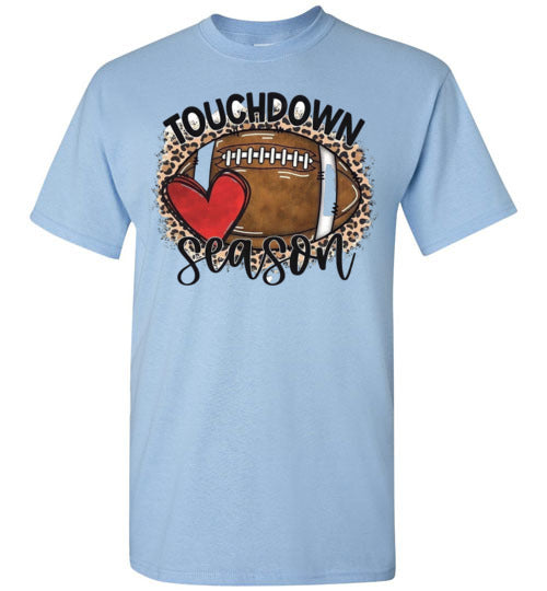 TouchDown Season Fottball Heart Leopard Print Graphic Top Shirt