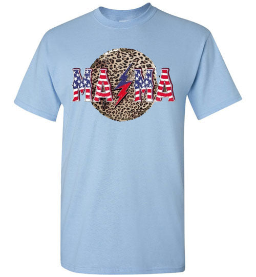Mama Leopard Patriotic Tee Shirt Graphic Top 32801