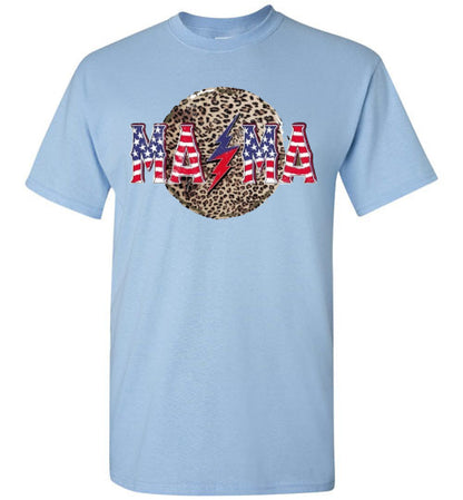 Mama Leopard Patriotic Tee Shirt Graphic Top 32801