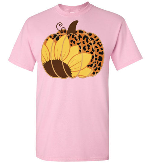 Sunflower Leopard Print Pumpkin Tee Graphic Top Shirt T-Shirt
