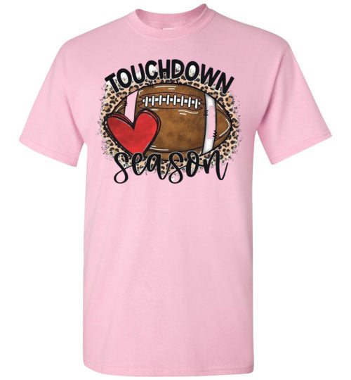 TouchDown Season Fottball Heart Leopard Print Graphic Top Shirt