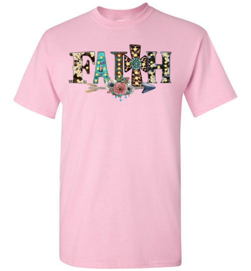 Faith Cross Leopard Christian Tee Shirt Top T-Shirt