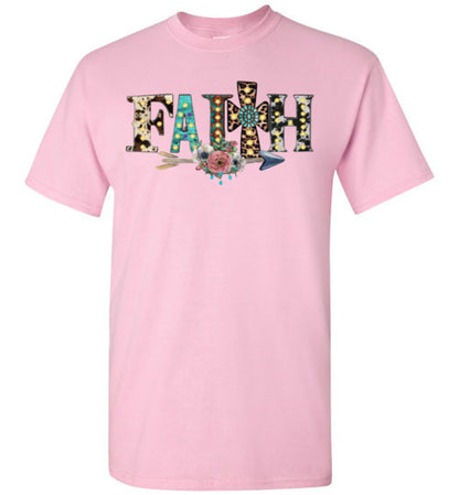 Faith Cross Leopard Christian Tee Shirt Top T-Shirt