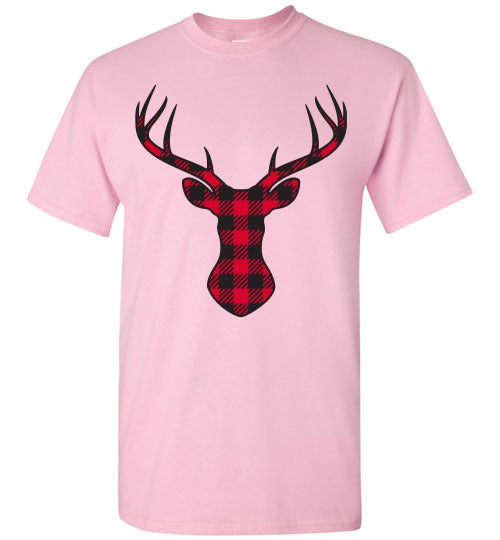 Christmas Plaid Buffalo Check Lumberjack Reindeer Tee Shirt Top T-Shirt