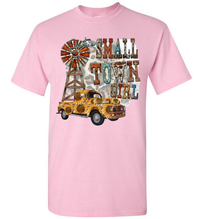 Small Town Girl With Leopard Print Background Graphic Tee Shirt Top