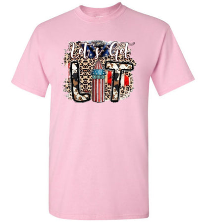 Let's Get Lit Funny Patriotic American USA 4th Of July Tee Shirt Graphic Top