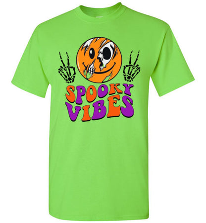 Spooky Vibes Halloween Trick Or Treat Graphic Tee Shirt Top