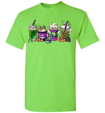 Halloween Starbucks Latte Cappachino Coffee Graphic Tee Shirt Top