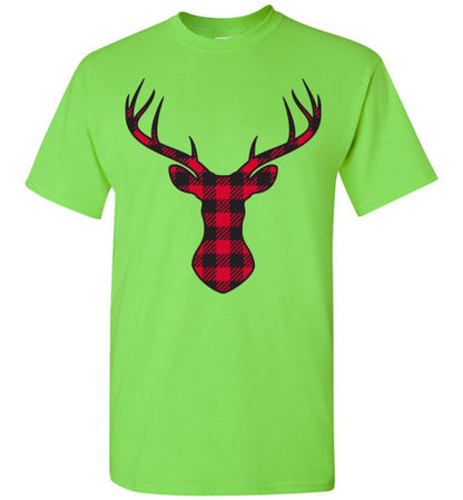 Christmas Plaid Buffalo Check Lumberjack Reindeer Tee Shirt Top T-Shirt
