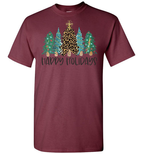 Happy Holidays Christmas Tree Tee Shirt Top T-Shirt