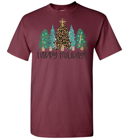 Happy Holidays Christmas Tree Tee Shirt Top T-Shirt