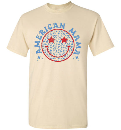 American Mama Patriotic USA Tee Shirt Graphic Top 32719