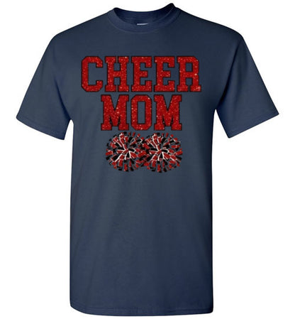 Cheer Mom Sports Football Baseball Basketball Soccer Ball Grpahic Tee Shirt Top