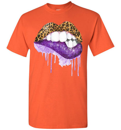 Purple leopard lips t-shirt graphic top
