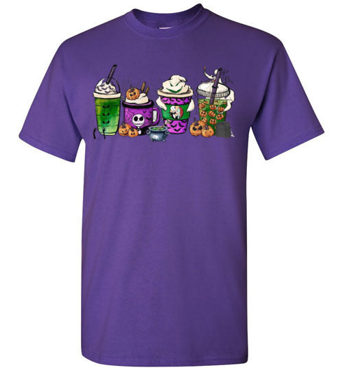 Halloween Starbucks Latte Cappachino Coffee Graphic Tee Shirt Top