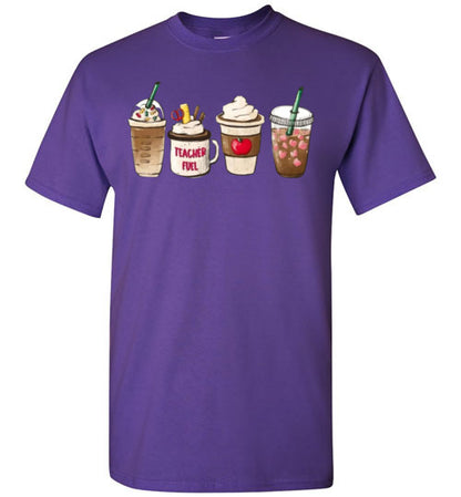 Teacher Fuel Starbucks Coffee Frappe Latte Graphic Tee Shirt Fall Top