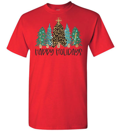 Happy Holidays Christmas Tree Tee Shirt Top T-Shirt