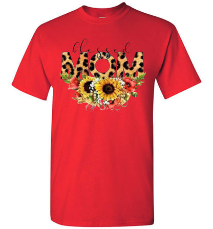 Blessed Mom Leopard Sunflowers Mother's Day Tee Shirt Top T-Shirt