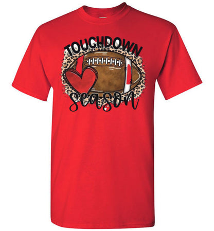 TouchDown Season Fottball Heart Leopard Print Graphic Top Shirt