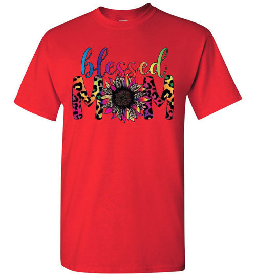 Blessed Mom Multi Leopard Tee Shirt Top T-Shirt