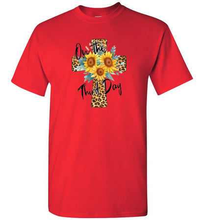Leopard Cross Sunflower Graphic Tee Shirt Top