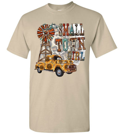 Small Town Girl With Leopard Print Background Graphic Tee Shirt Top