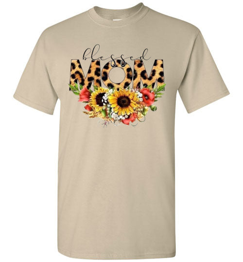 Blessed Mom Leopard Sunflowers Mother's Day Tee Shirt Top T-Shirt