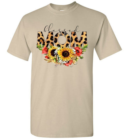 Blessed Mom Leopard Sunflowers Mother's Day Tee Shirt Top T-Shirt