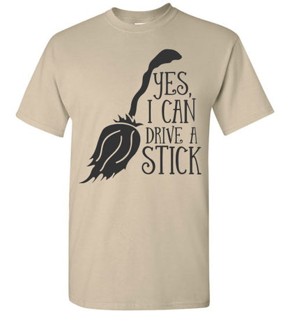 I Can Drive A Stick Halloween Witch Graphic Tee Shirt Top
