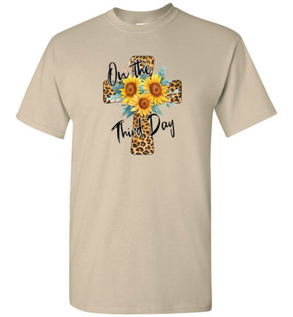 Leopard Cross Sunflower Graphic Tee Shirt Top