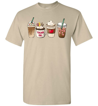 Teacher Fuel Starbucks Coffee Frappe Latte Graphic Tee Shirt Fall Top