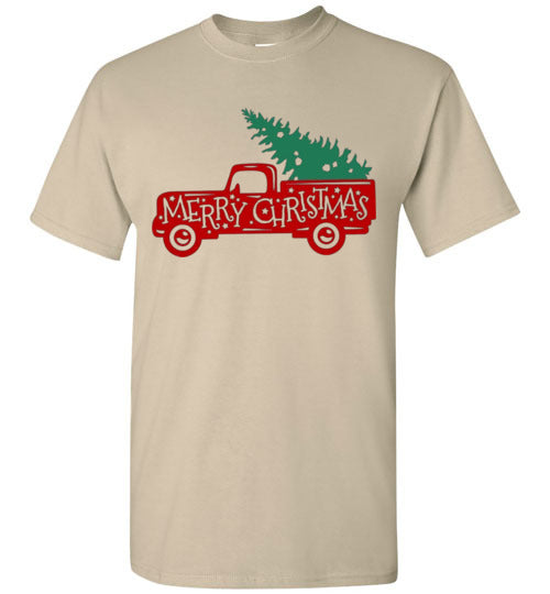 Merry Christmas Tree Old Rustic Farm Tee Shirt Top T-Shirt