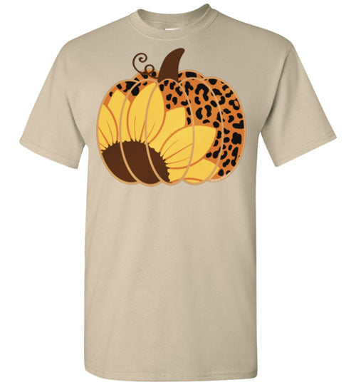 Sunflower Leopard Print Pumpkin Tee Graphic Top Shirt T-Shirt