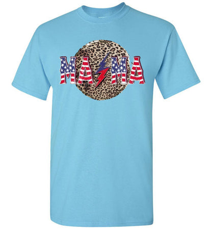 Mama Leopard Patriotic Tee Shirt Graphic Top 32801