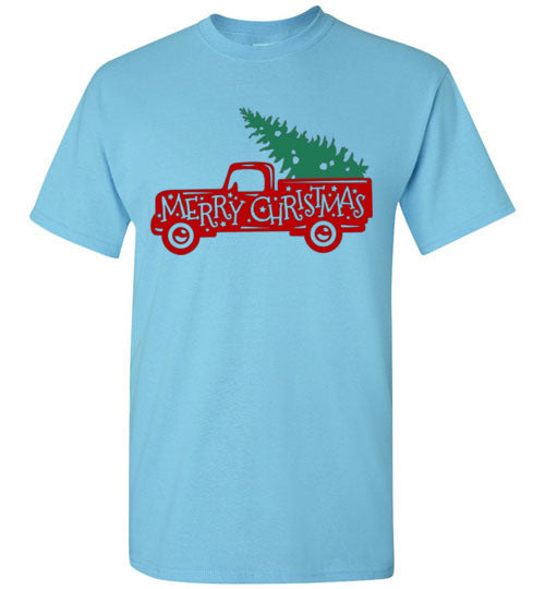 Merry Christmas Tree Old Rustic Farm Tee Shirt Top T-Shirt