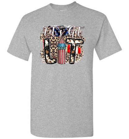 Let's Get Lit Funny Patriotic American USA 4th Of July Tee Shirt Graphic Top