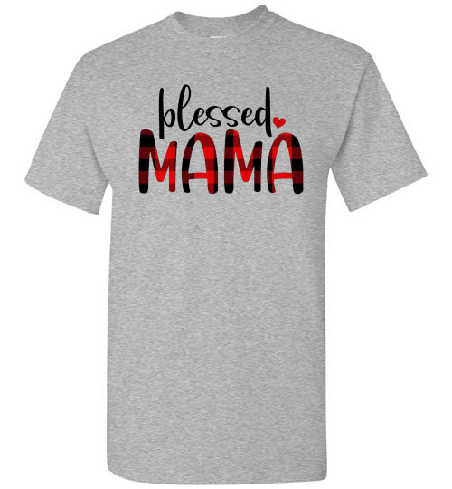 Blessed Mama Plaid Buffalo Check Lumberjack Tee Shirt Top T-Shirt