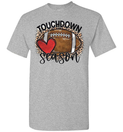 TouchDown Season Fottball Heart Leopard Print Graphic Top Shirt