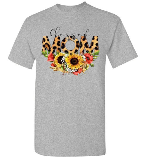 Blessed Mom Leopard Sunflowers Mother's Day Tee Shirt Top T-Shirt