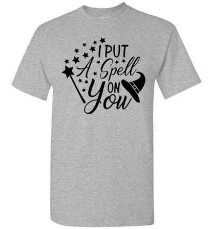 I Put A Spell On You Halloween Witch Graphic Tee Shirt Top