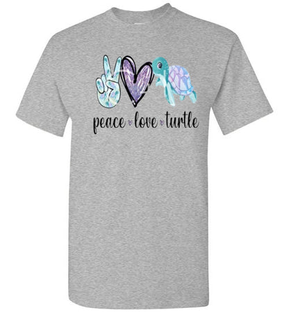 Peace Love Turtle Graphic Tee Shirt Top