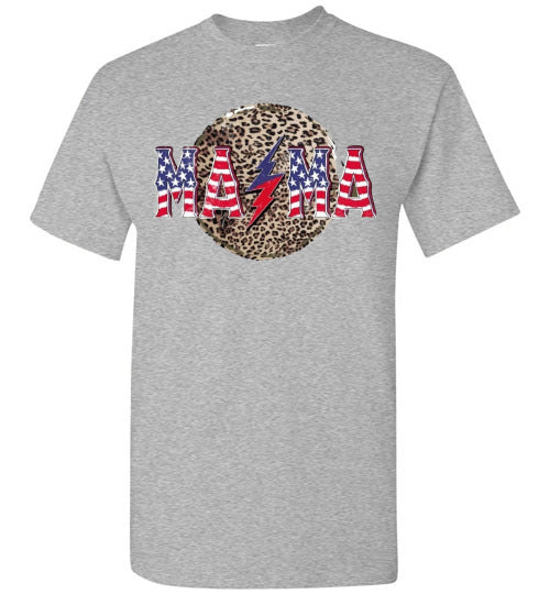 Mama Leopard Patriotic Tee Shirt Graphic Top 32801