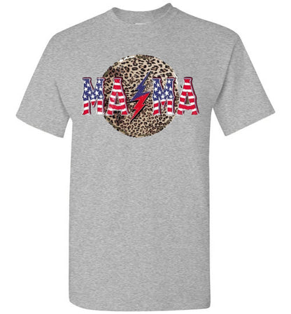 Mama Leopard Patriotic Tee Shirt Graphic Top 32801