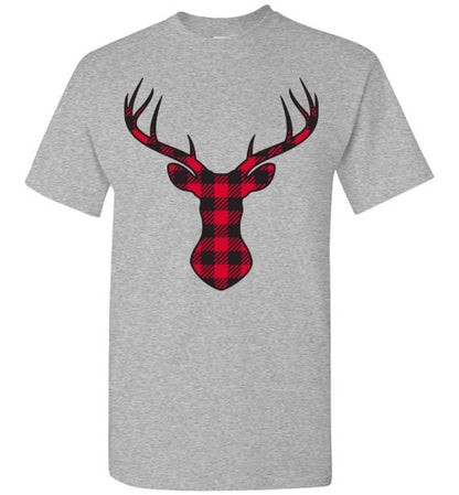Christmas Plaid Buffalo Check Lumberjack Reindeer Tee Shirt Top T-Shirt