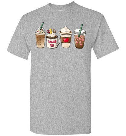 Teacher Fuel Starbucks Coffee Frappe Latte Graphic Tee Shirt Fall Top