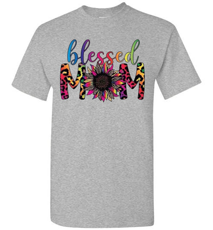 Blessed Mom Multi Leopard Tee Shirt Top T-Shirt