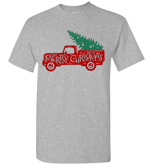 Merry Christmas Tree Old Rustic Farm Tee Shirt Top T-Shirt