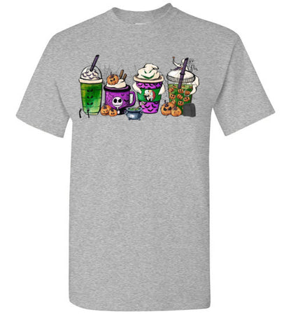 Halloween Starbucks Latte Cappachino Coffee Graphic Tee Shirt Top